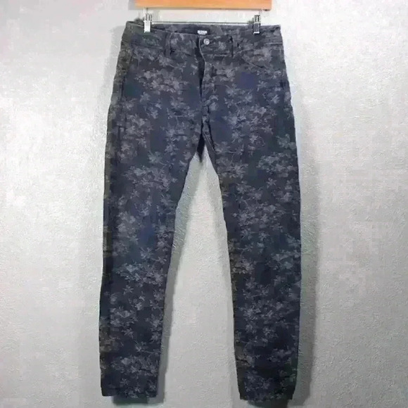 HUDSON 90s Collin Skinny Midrise Black Purple Floral Pants Women Size 30 - Picture 1 of 10